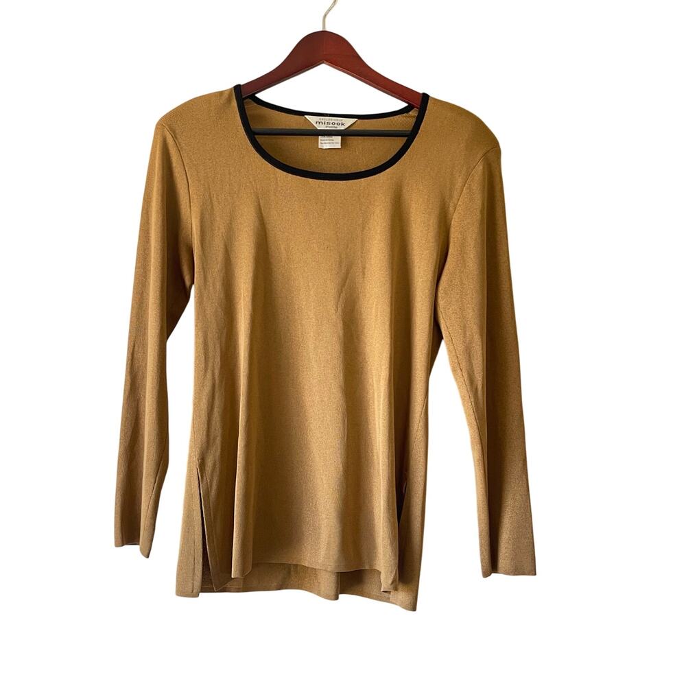 Vintage exclusively misook tan and back knit sweater size medium petite